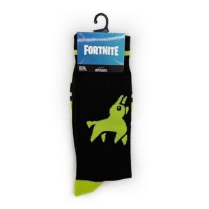 Fortnite Llama Logo Crew Socks Mens Womens Supply Llama Game Gift Black Green